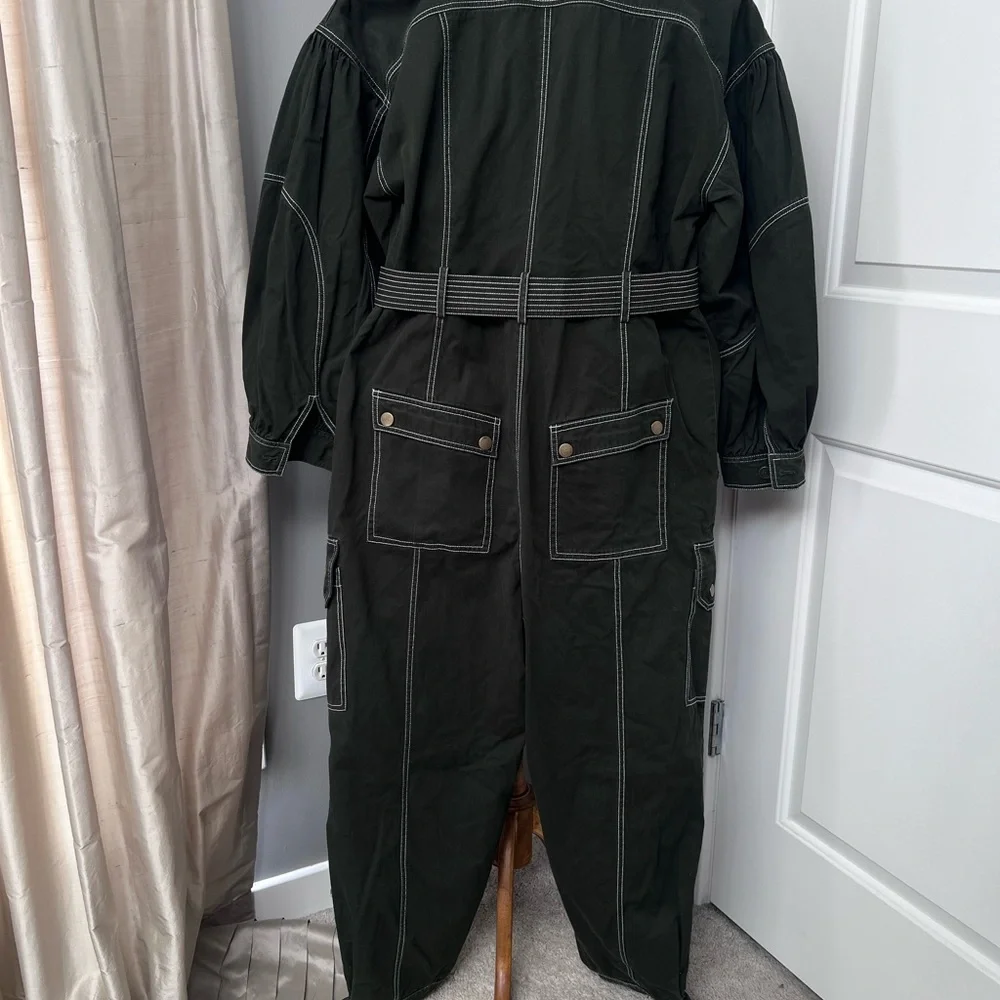 Ulla Johnson Dark Green Utility Jumpsuit with Belted Waist - Picture 8 of 14